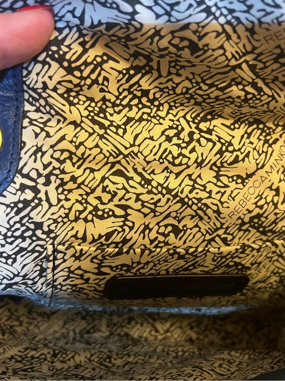 Rebecca Minkoff Quilted Navy Crossbody with Gold Chain - Picture 4 of 5